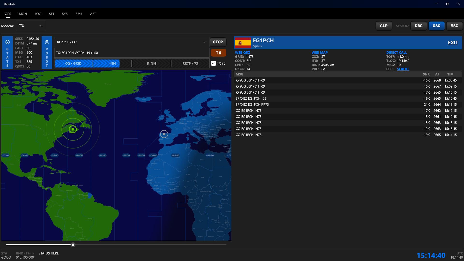 FT8LAB green accent theme screenshot
