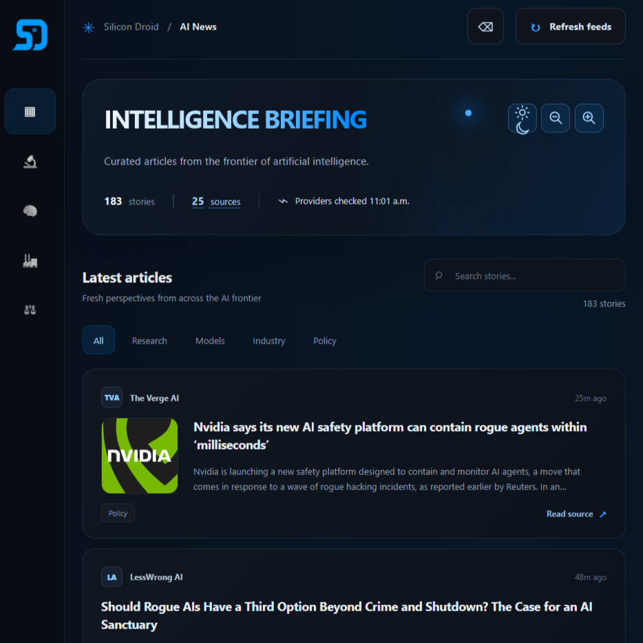 AI intelligence briefing dashboard